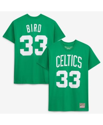 Men's and Women's Larry Bird Kelly Green Boston Celtics Hardwood Classics Name & Number T-Shirt