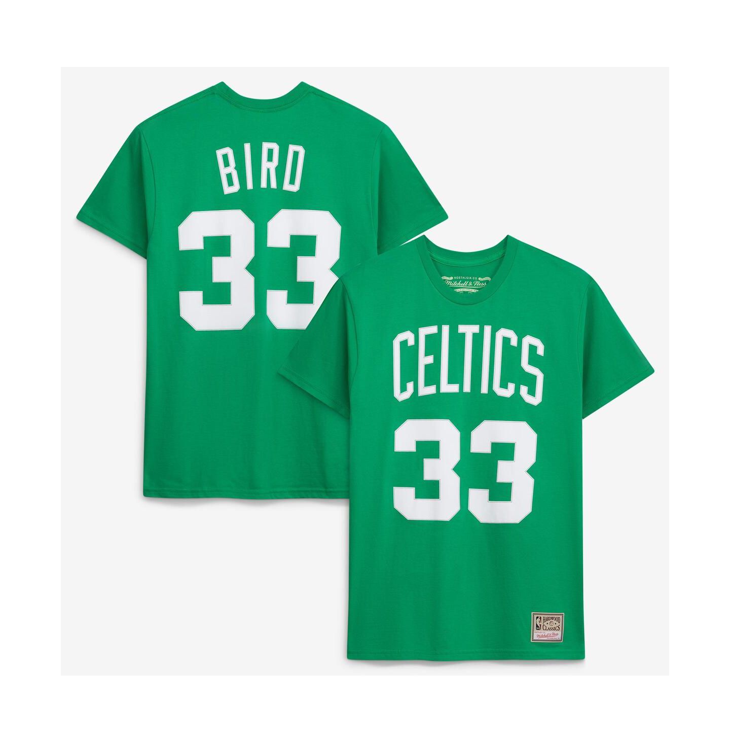 Футболка Mitchell & Ness Larry Bird Kelly Green Boston Celtics Hardwood Classics Name & Number — фото 1