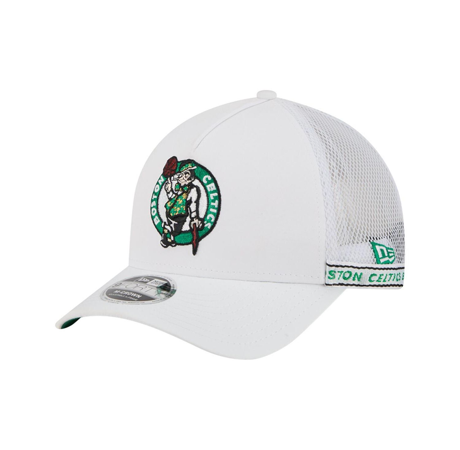 Men's White Boston Celtics Featherweight Team Tape 9FORTY M-Crown A-Frame Adjustable Hat