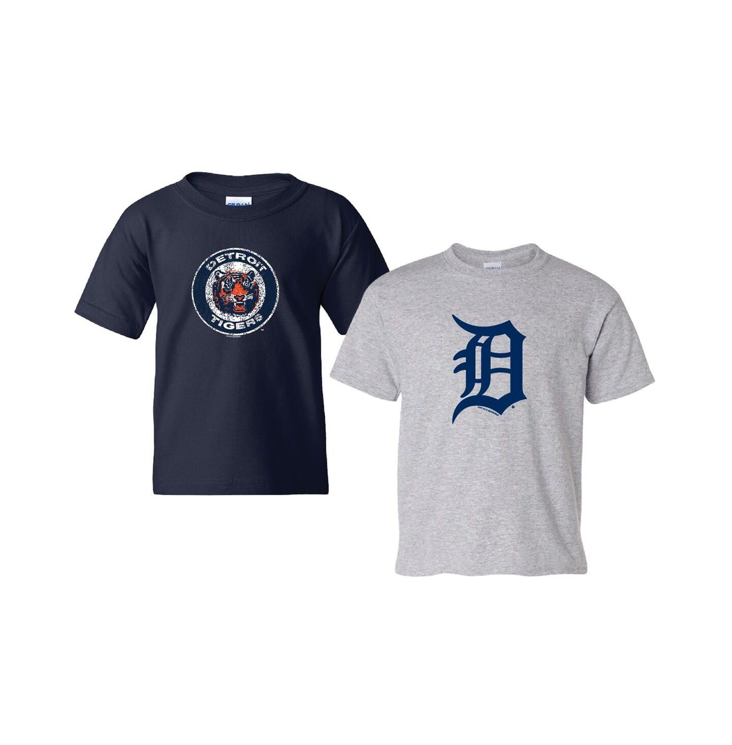 Детские комплекты Soft As A Grape Navy/Heather Gray Detroit Tigers Cooperstown 2-Pack T-Shirt Set — фото 1