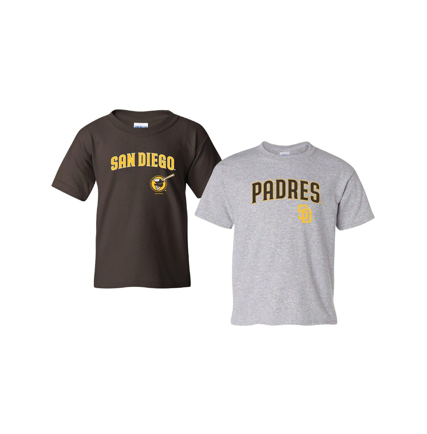 Детские комплекты Soft As A Grape Brown/Heather Gray San Diego Padres 2-Pack Logo T-Shirt Set — фото 1