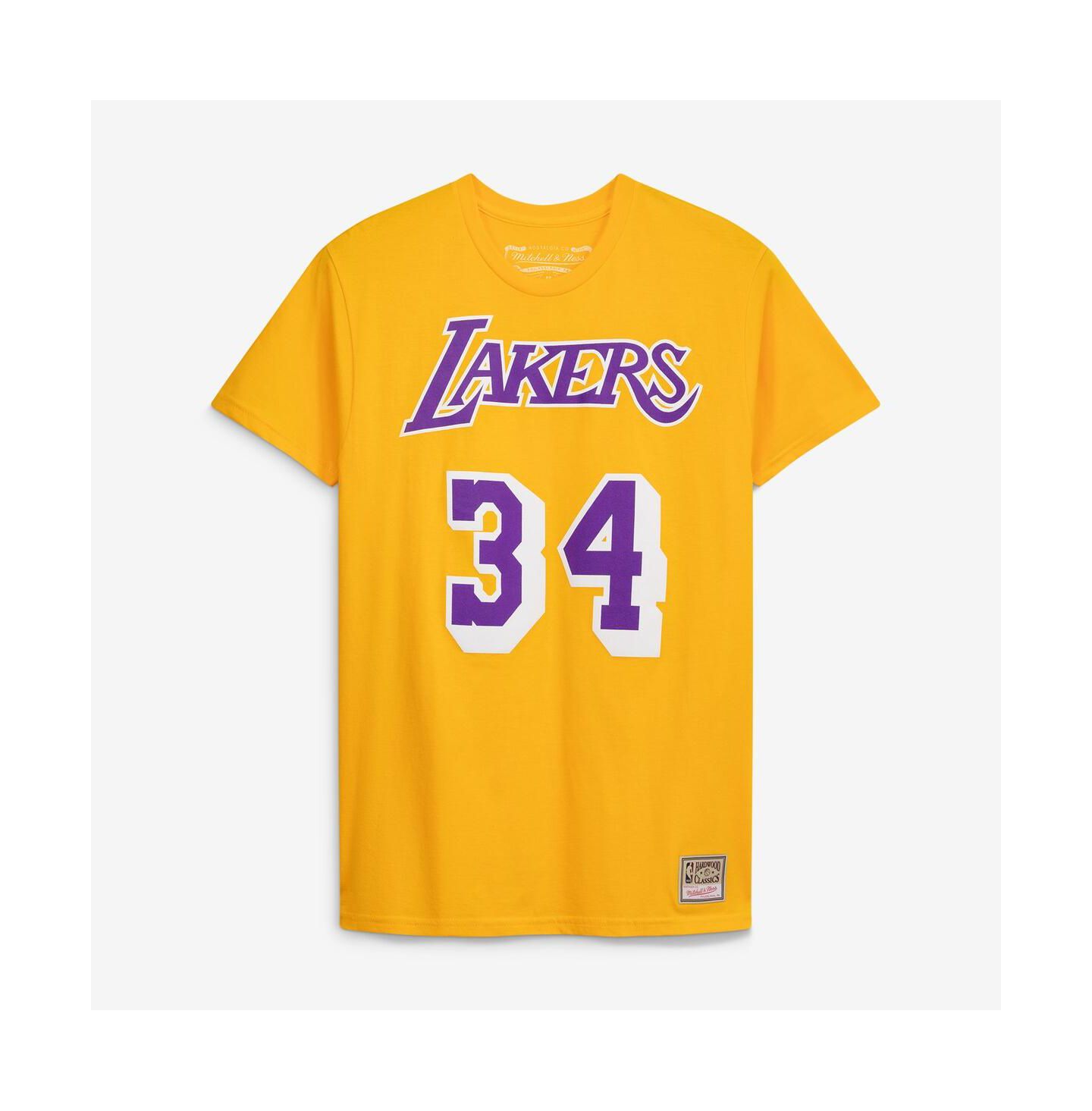 Футболка Mitchell & Ness Shaquille O'Neal Gold Los Angeles Lakers Hardwood Classics Name & Number — фото 2
