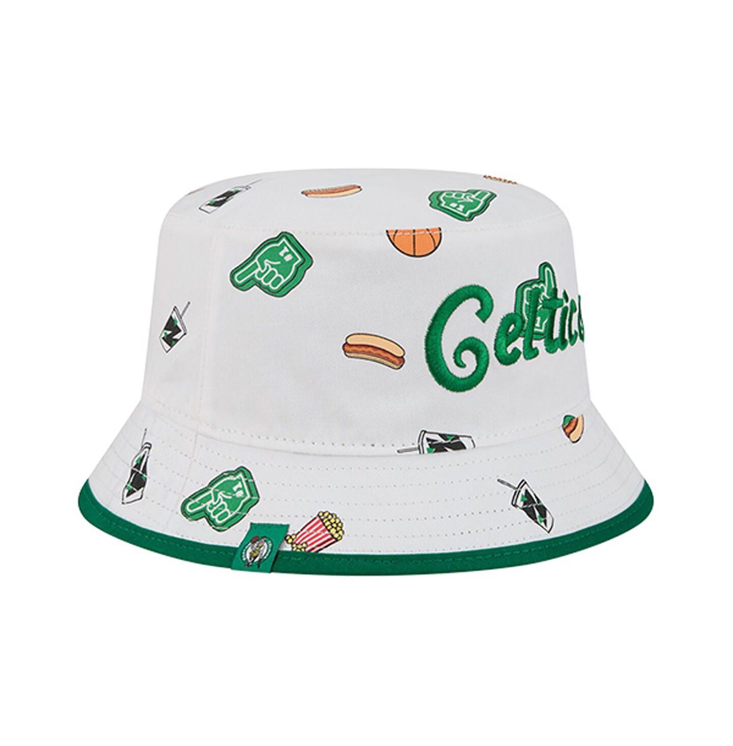 Мужская панама New Era White Boston Celtics Team Cheer Reversible Bucket Hat — фото 3