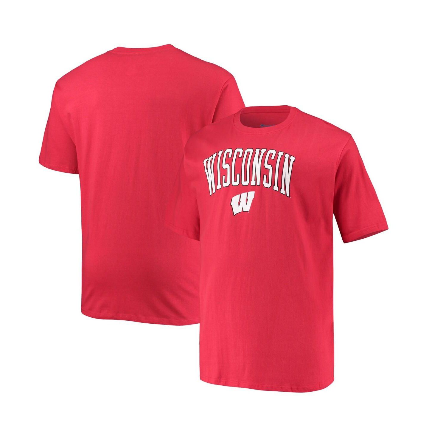 Мужская футболка Champion Red Wisconsin Badgers Big & Tall Arch Over Wordmark — фото 1
