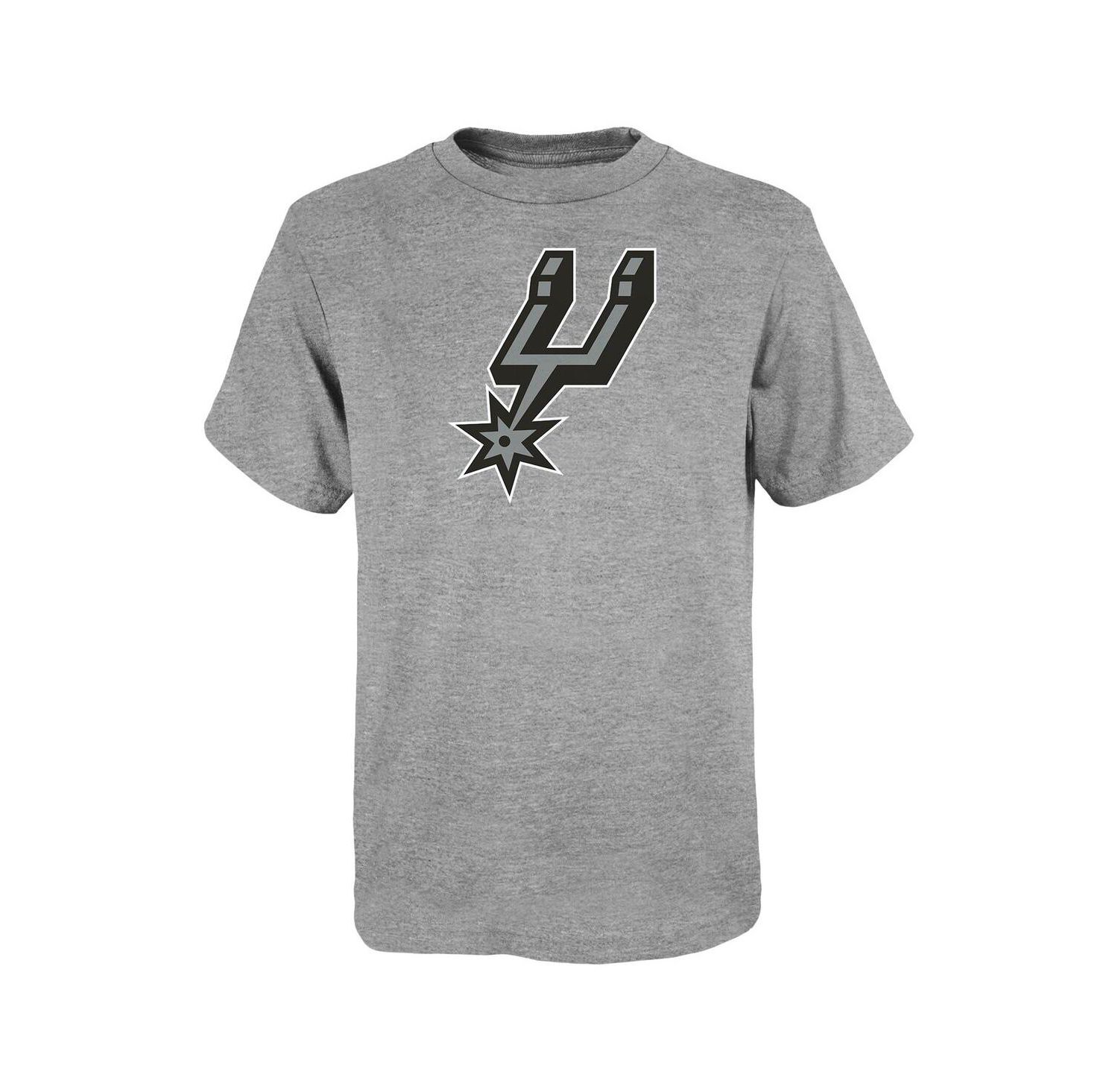 Big Boys and Girls Gray San Antonio Spurs Primary Logo T-Shirt