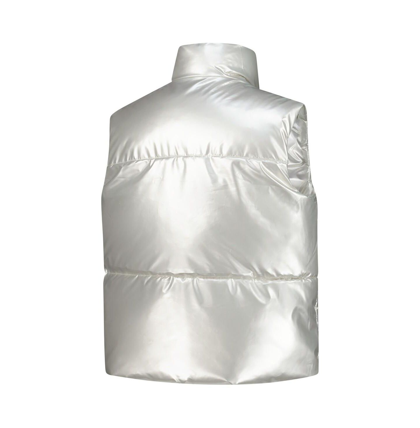 Женский жилет ZooZatz Silver Wisconsin Badgers Metallic Cropped Full-Zip Sleeveless Puffer Vest — фото 3