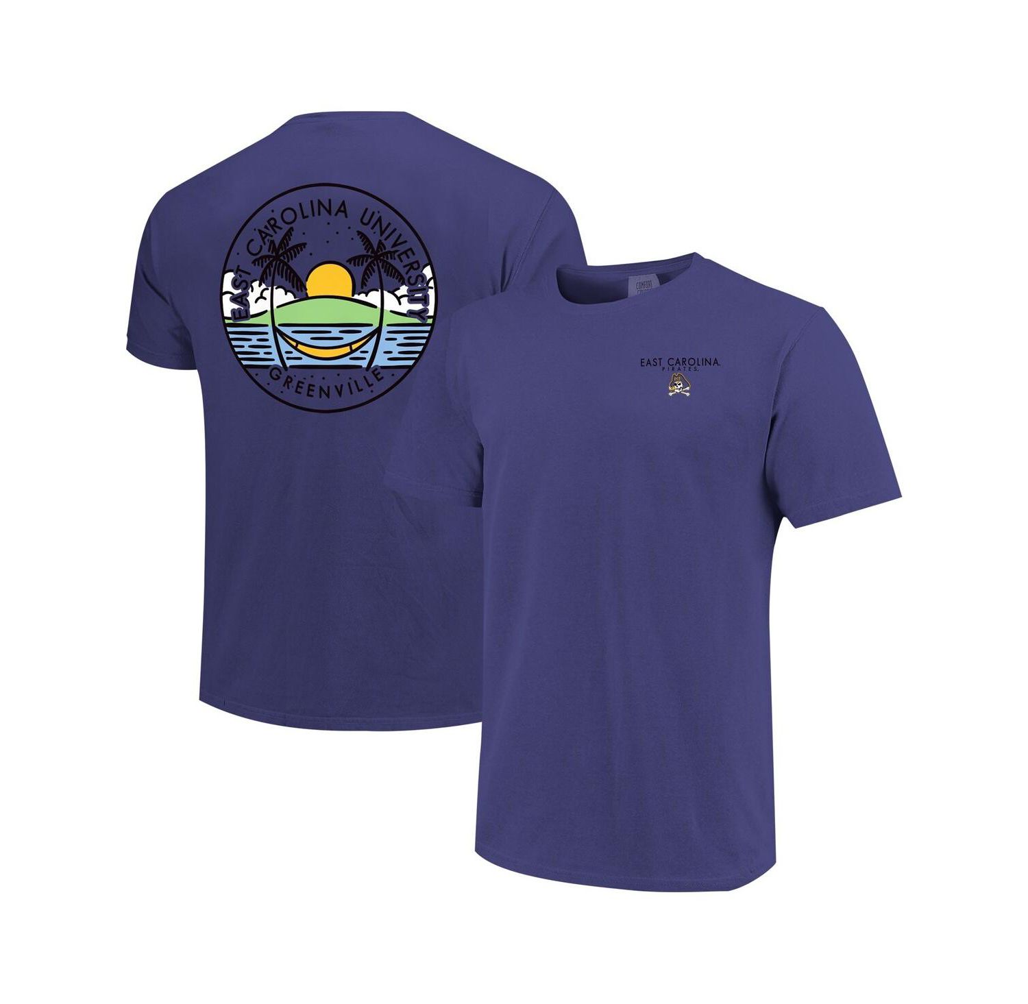 Men's and Women's Purple ECU Pirates Scenic Comfort Colors T-Shirt