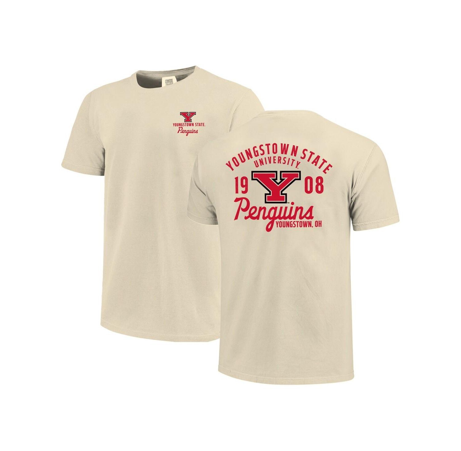 Men's Cream Youngstown State Penguins Comfort Colors Mascot Overlay T-Shirt