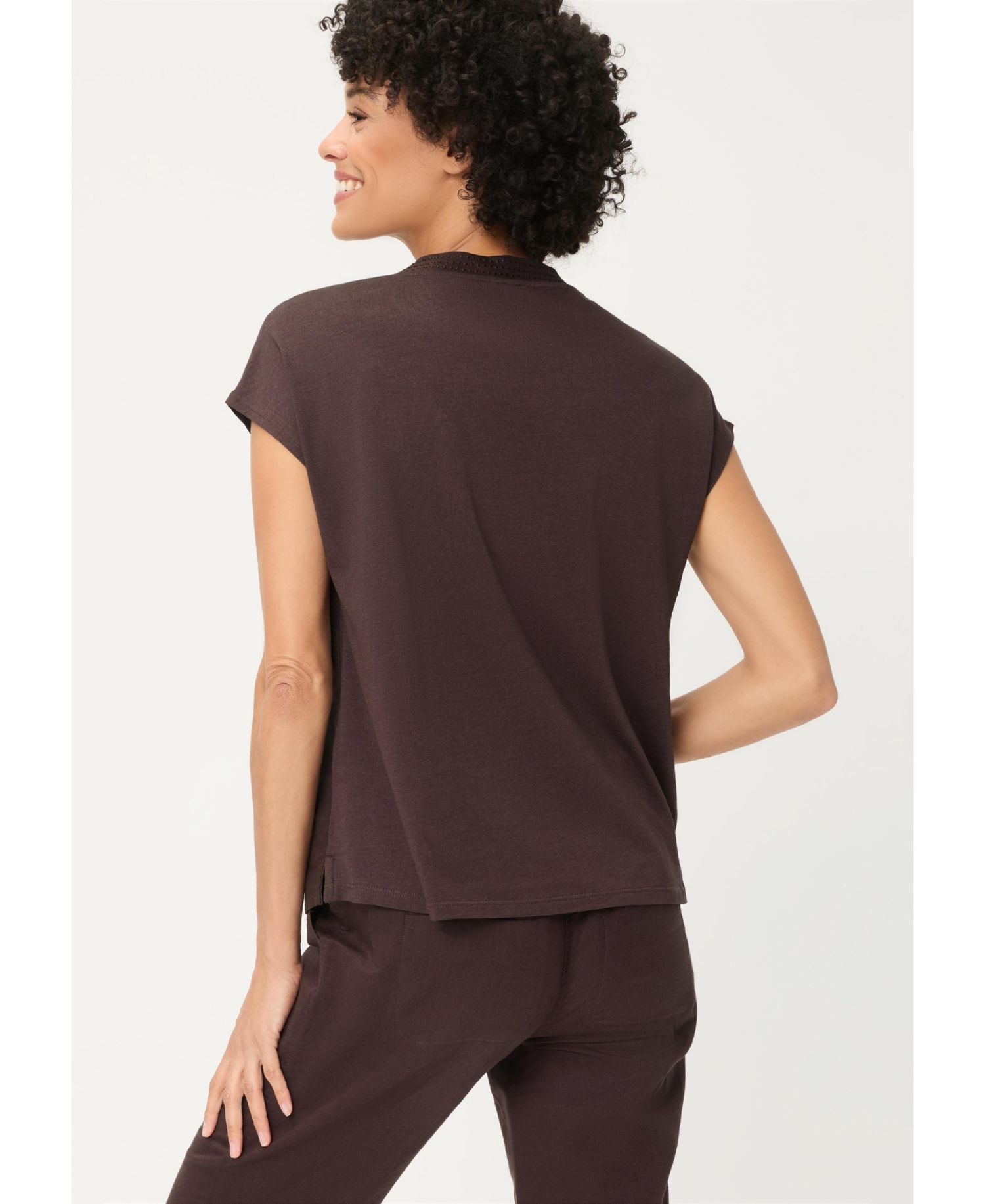 Women's Solid Mixed Media Tunic T-Shirt