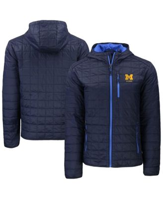 Men's&nbsp;Cutter & Buck Navy Michigan Wolverines Rainier Eco PrimaLoft Hooded Full-Zip Jacket