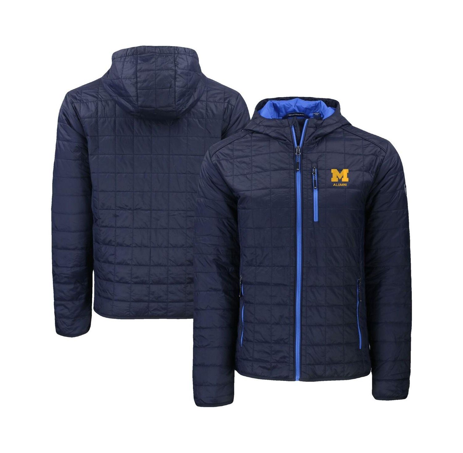 Men's Cutter & Buck Navy Michigan Wolverines Rainier Eco PrimaLoft Hooded Full-Zip Jacket