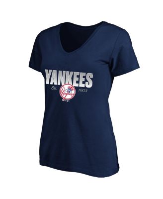 Women's Profile Navy New York Yankees Plus Size Wordmark V-Neck T-Shirt