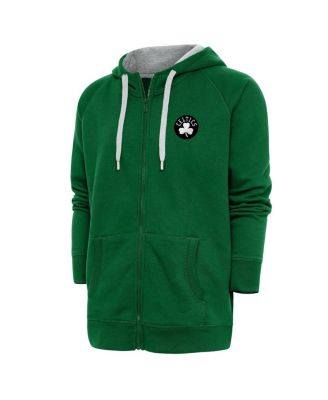Men's Kelly Green Boston Celtics Metallic Logo Victory Raglan Full-Zip Hoodie