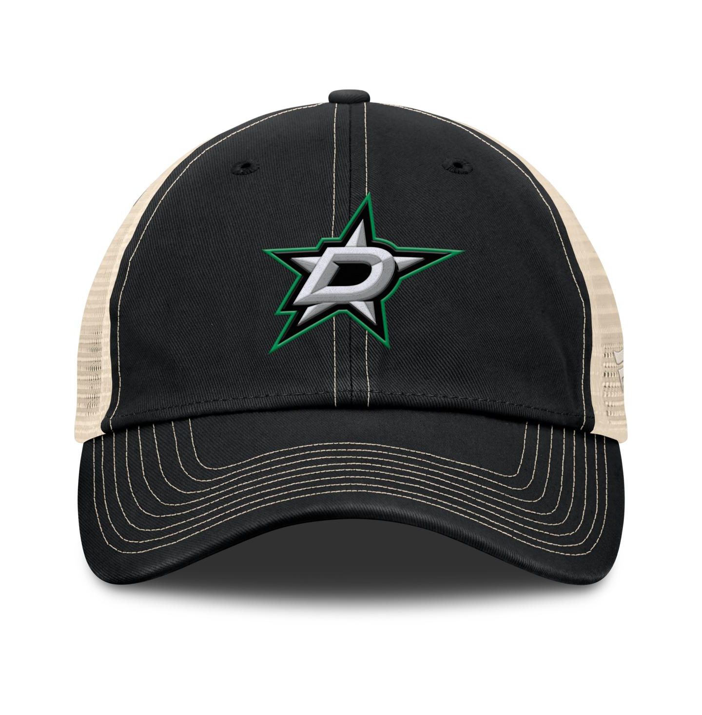 Мужская кепка Fanatics Black/Natural Dallas Stars Rival Trucker Adjustable Hat — фото 2