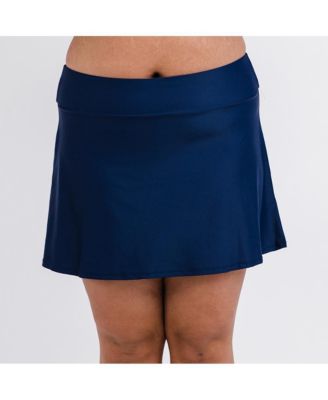 Plus Size Chlorine Resistant High Waisted Mini Swim Skirt With Shorts