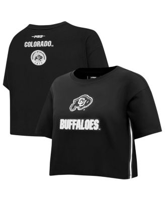 Women's Black Colorado Buffaloes Rhinestone Boxy Cropped T-Shirt