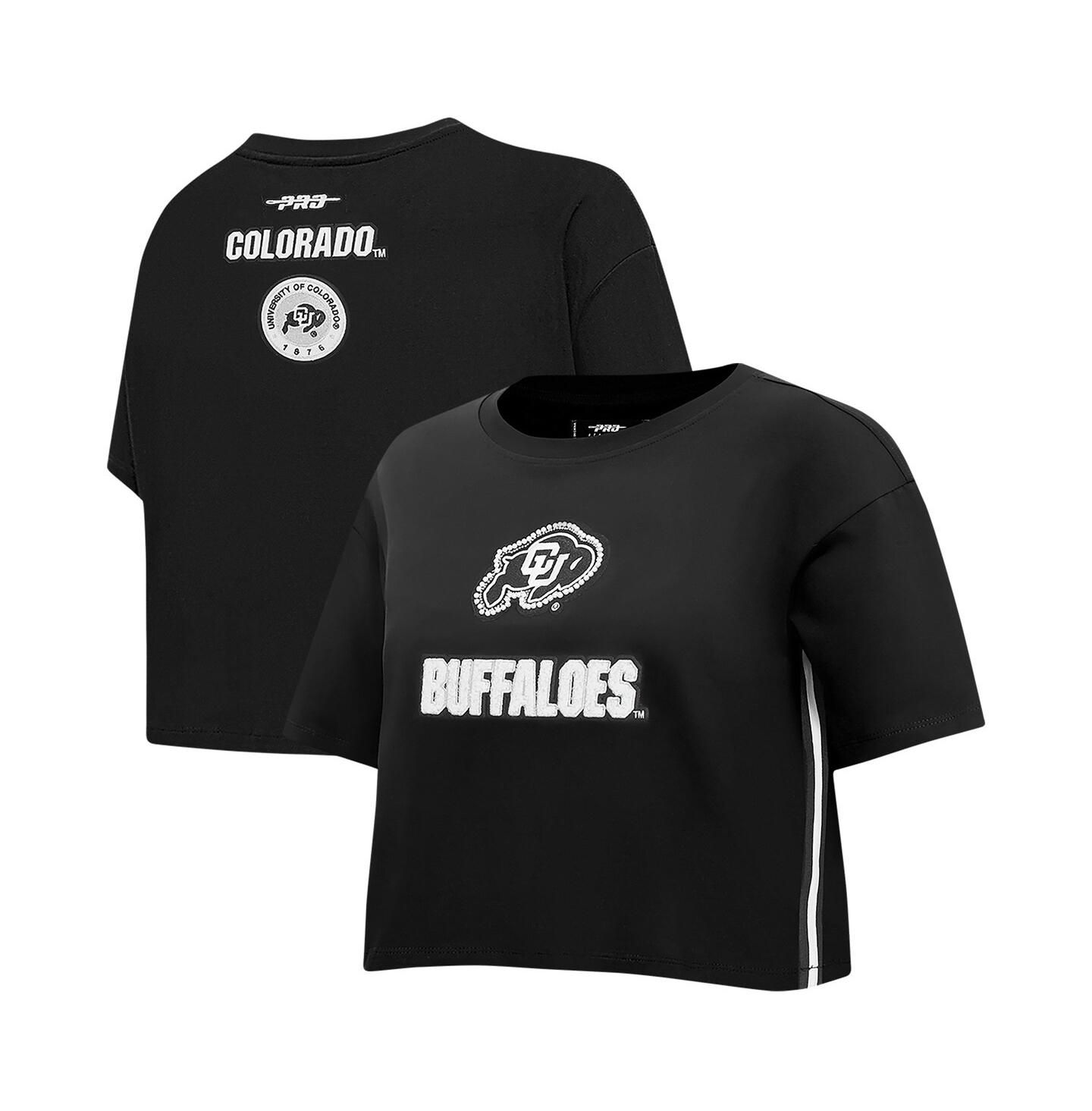 Женская футболка Pro Standard Black Colorado Buffaloes Rhinestone Boxy Cropped — фото 1