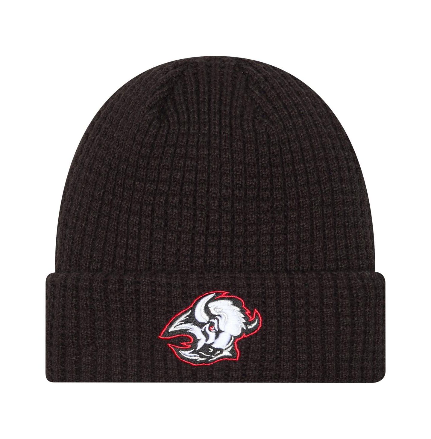 Мужская шапка New Era Black Buffalo Sabres Waffle Cuffed Knit Hat — фото 1