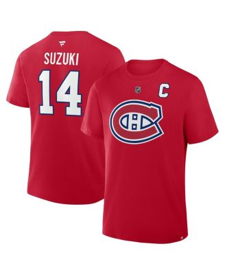 Men's Nick Suzuki Red Montreal Canadiens Authentic Stack Name & Number T-Shirt