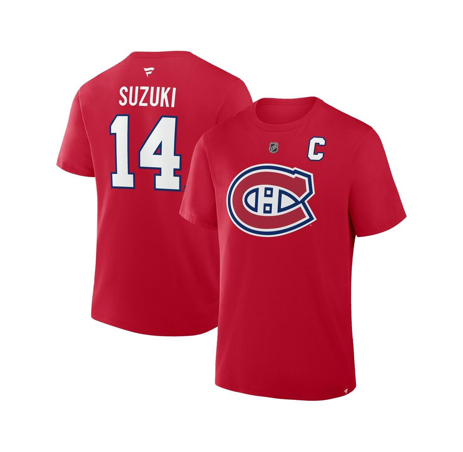 Men's Nick Suzuki Red Montreal Canadiens Authentic Stack Name & Number T-Shirt