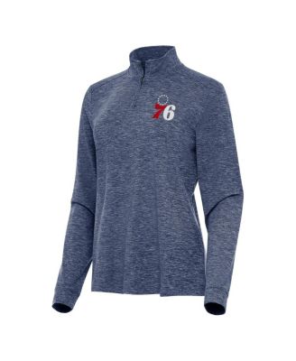 Women's Heather Navy Philadelphia 76ers Mentor Quarter-Zip Mock Long Sleeve Sweatshirt