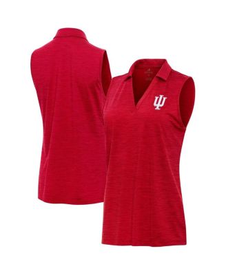 Women's Heather Crimson Indiana Hoosiers Layout Sleeveless V-Neck Polo Shirt