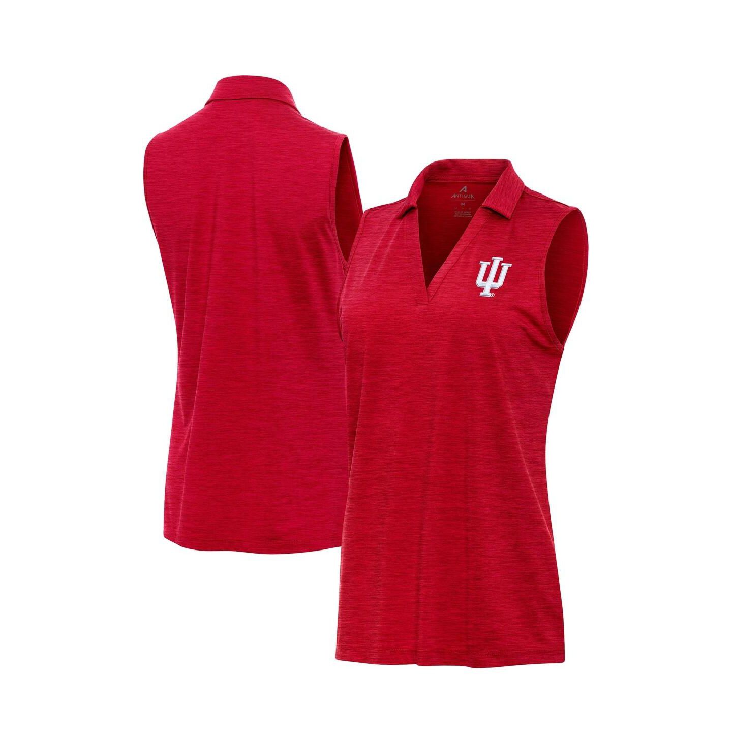 Женское поло Antigua Heather Crimson Indiana Hoosiers Layout Sleeveless V-Neck Polo — фото 1