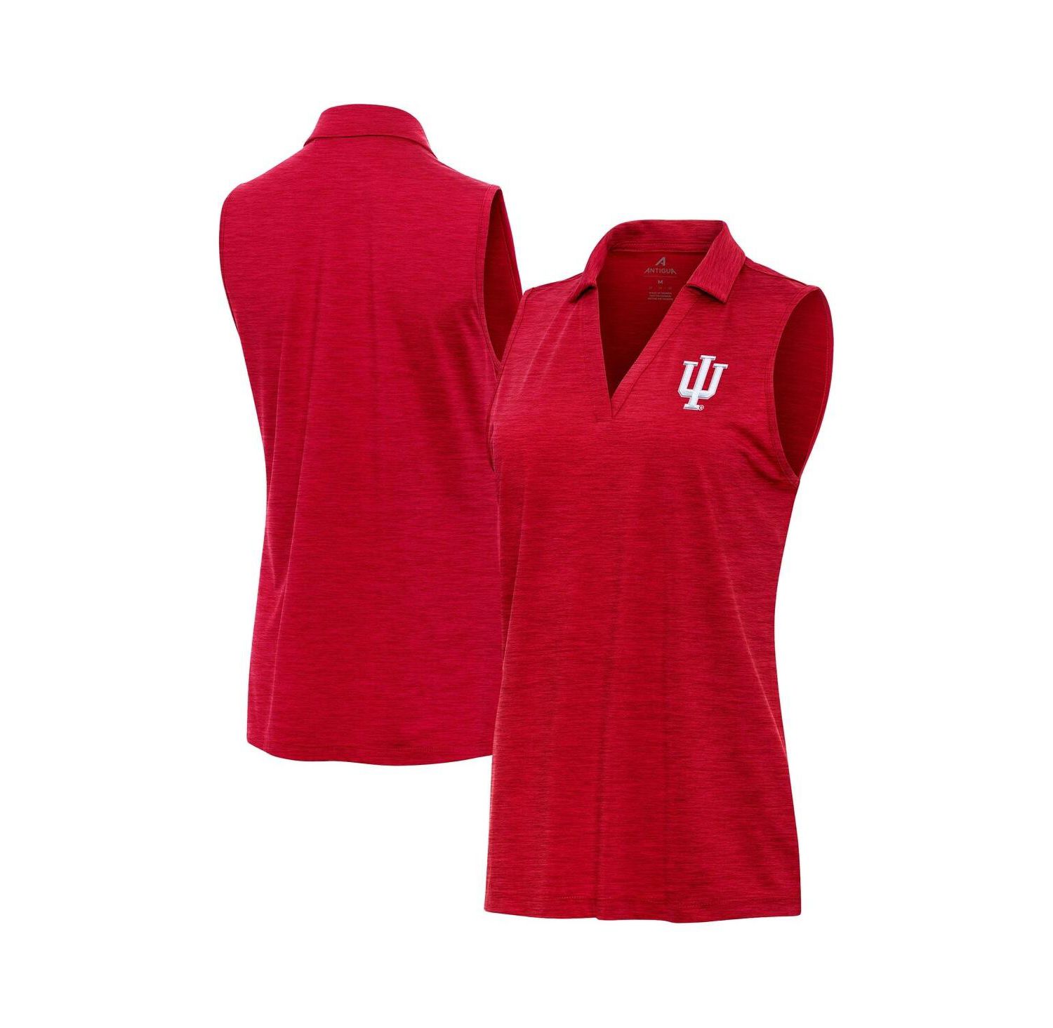 Women's Heather Crimson Indiana Hoosiers Layout Sleeveless V-Neck Polo Shirt