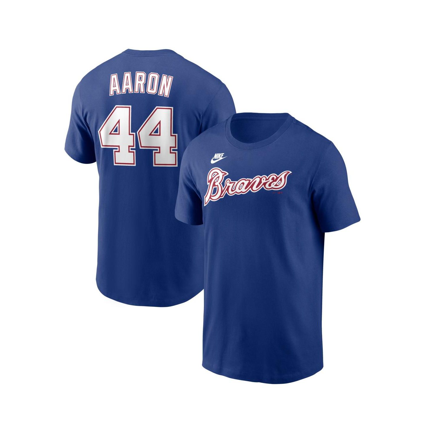 Мужская футболка Nike Hank Aaron Royal Atlanta Braves Cooperstown Collection Name & Number — фото 1