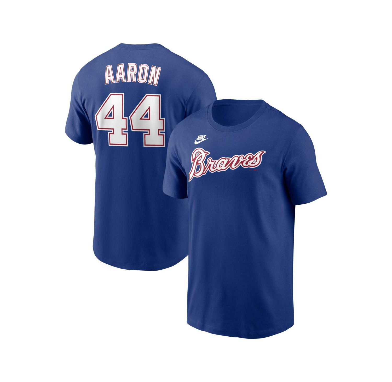Men's Hank Aaron Royal Atlanta Braves Cooperstown Collection Name & Number T-Shirt