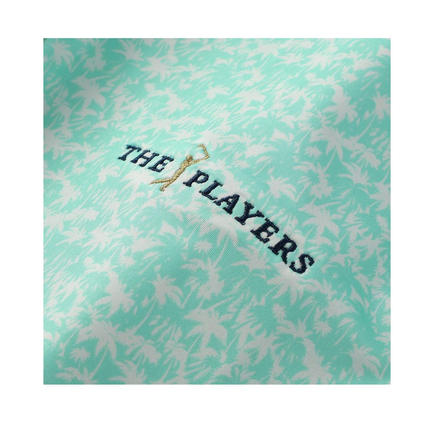 Men's Teal THE PLAYERS Hidden Palm Print Lisle Polo Shirt