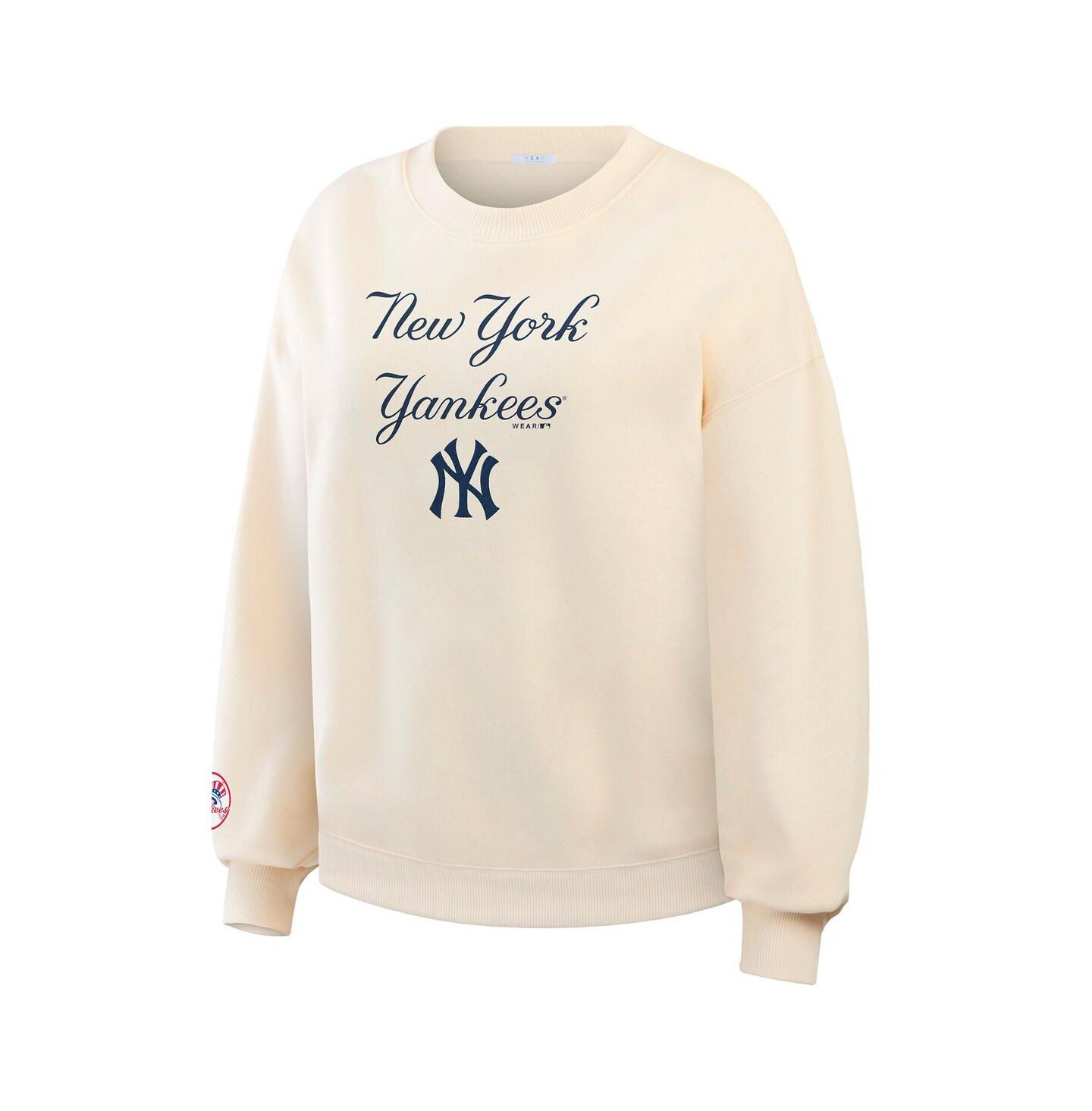Женская толстовка WEAR by Erin Andrews Cream New York Yankees Heavyweight Crew Neck — фото 3