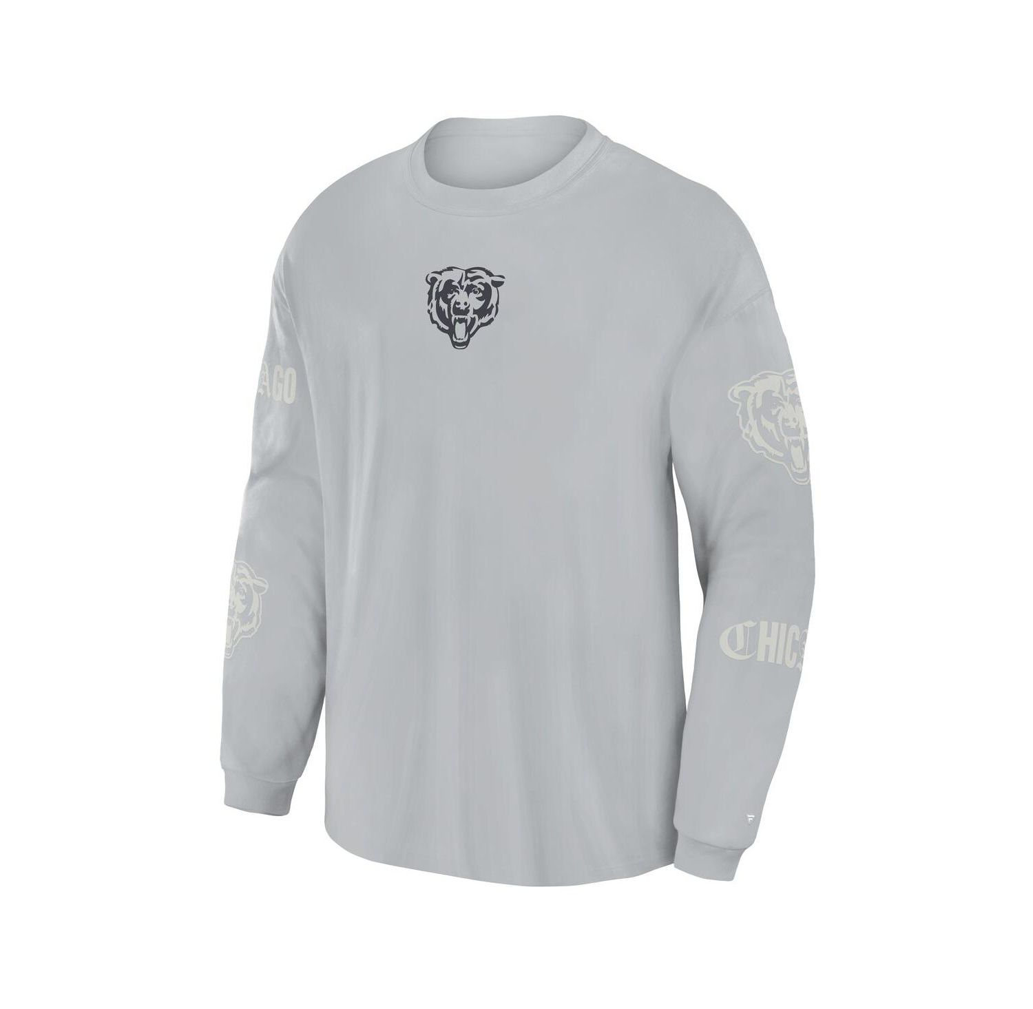 Men's Gray Chicago Bears Oversized Type Play Long Sleeve T-Shirt