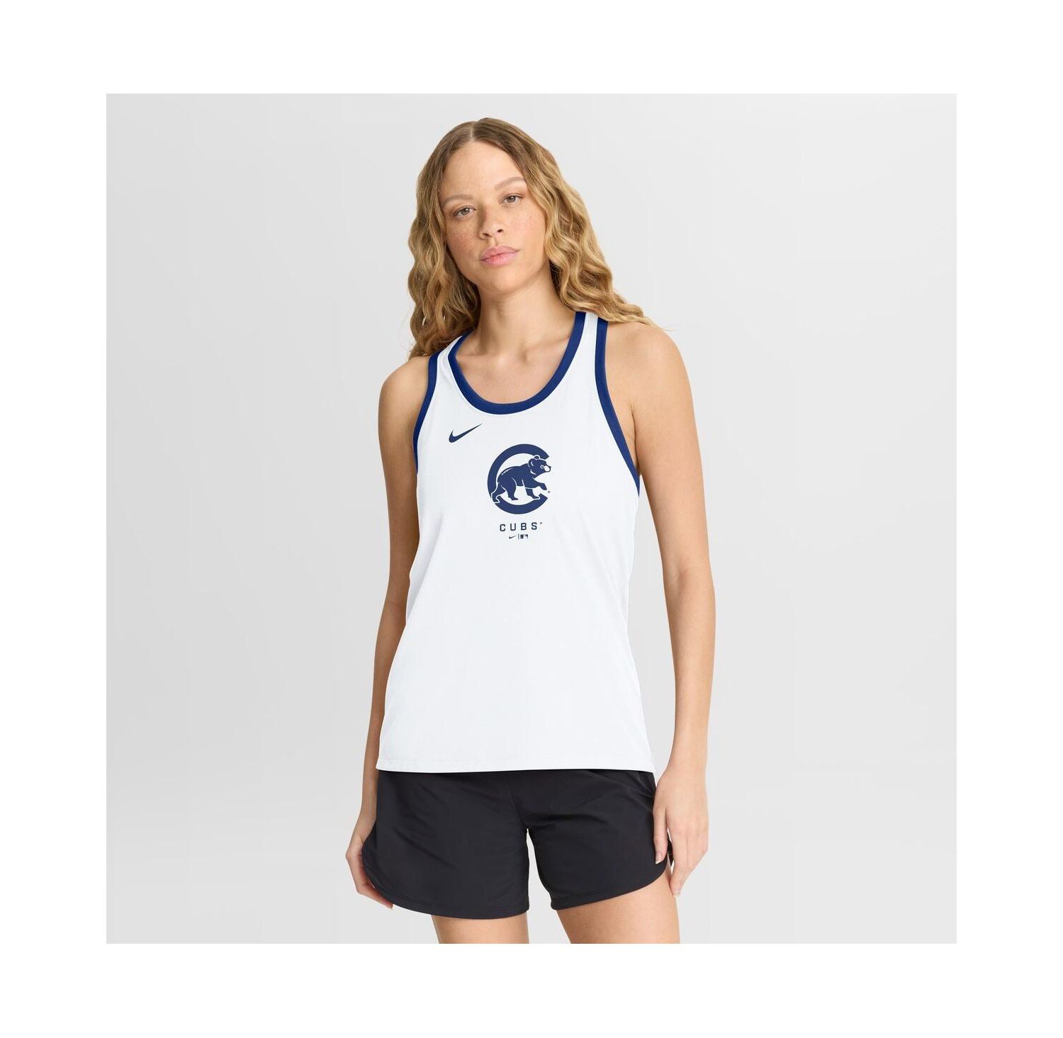 Women's White Chicago Cubs Tri-Blend Dri-FIT Racerback Tank Top