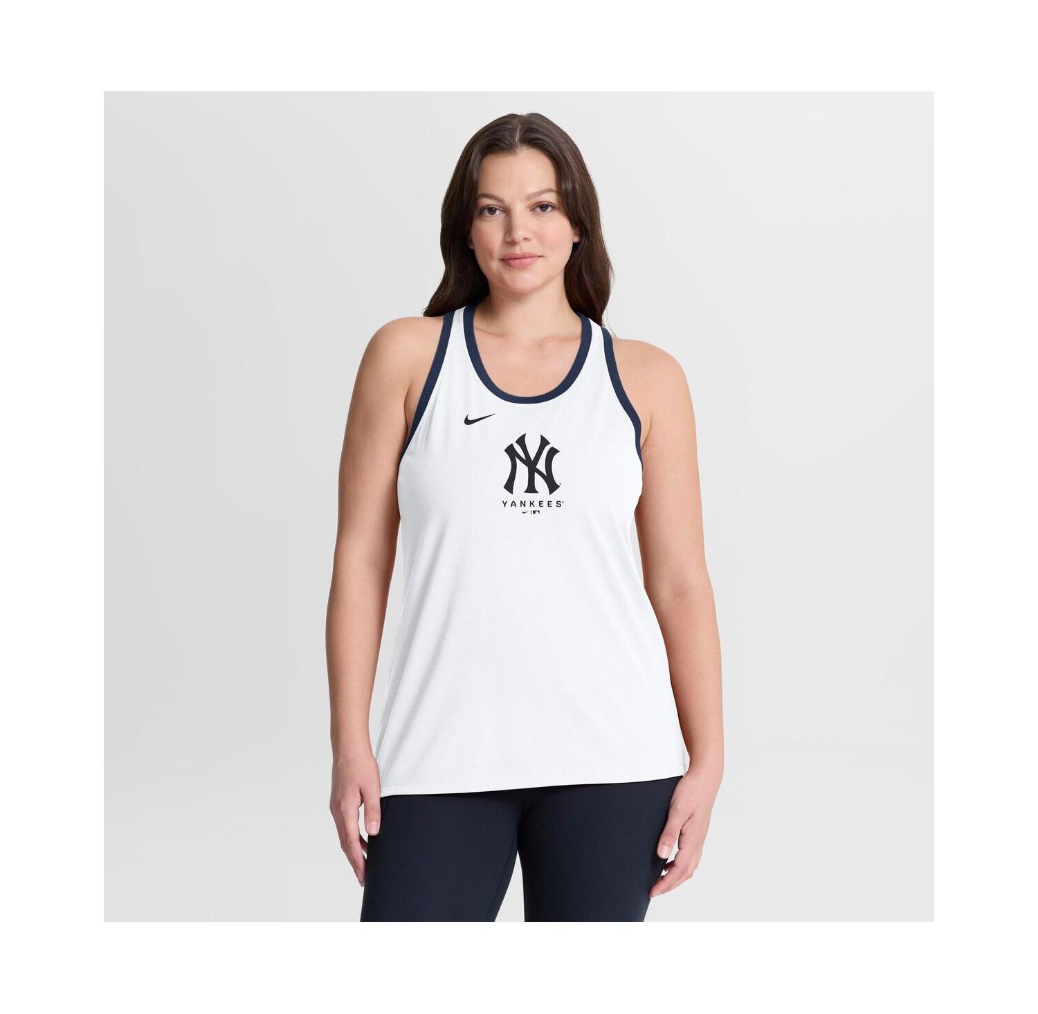 Women's White New York Yankees Tri-Blend Dri-FIT Racerback Tank Top
