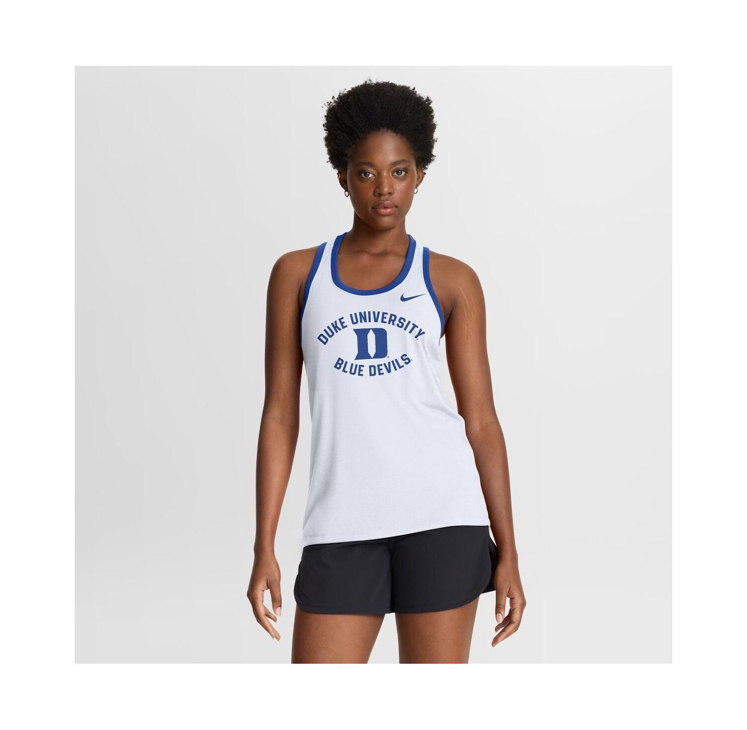 Women's White Duke Blue Devils Uni Name Tri-Blend Dri-FIT Tank Top