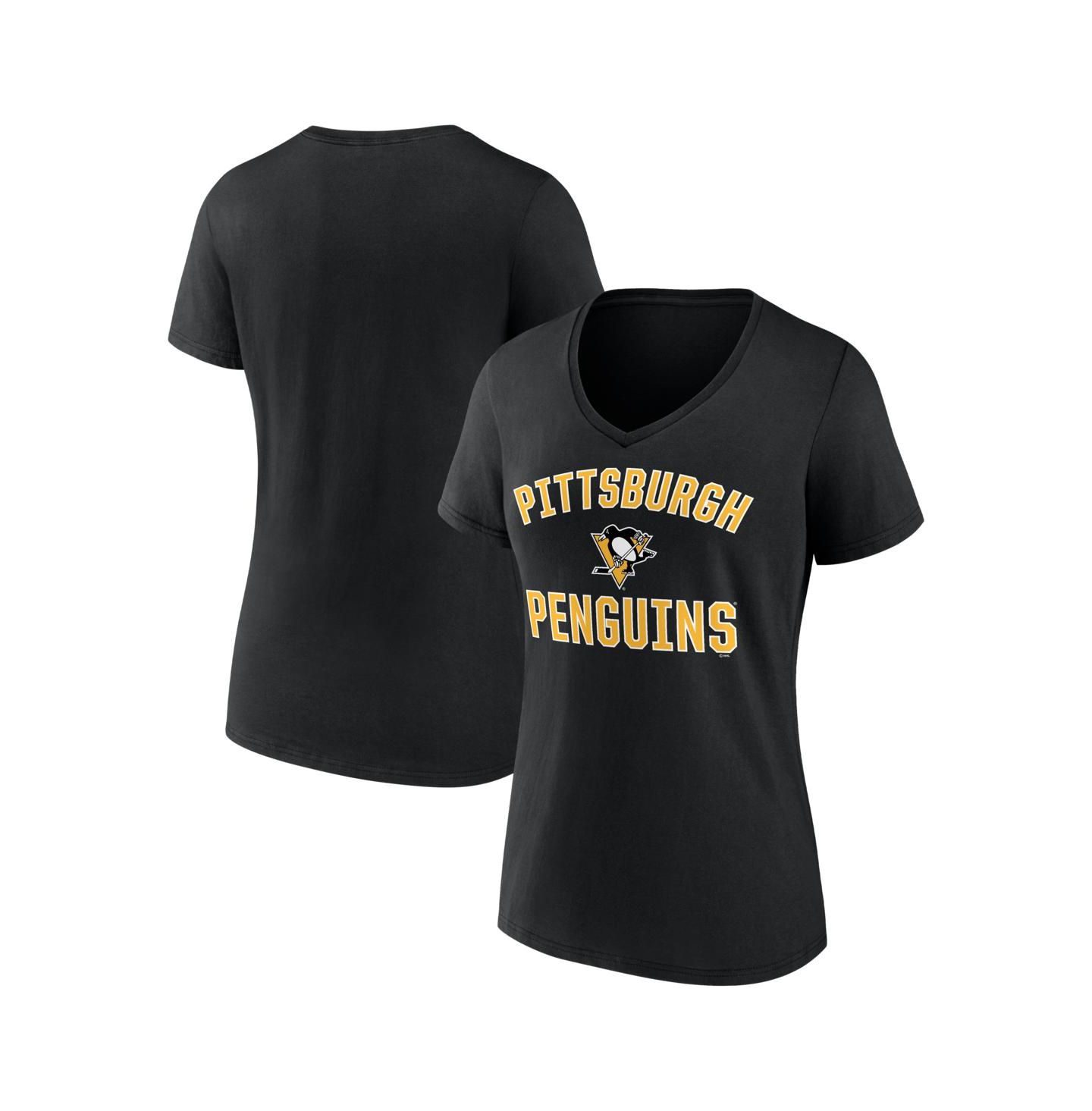 Женская футболка Logo Athletic Black Pittsburgh Penguins Arch Victory V-Neck — фото 1
