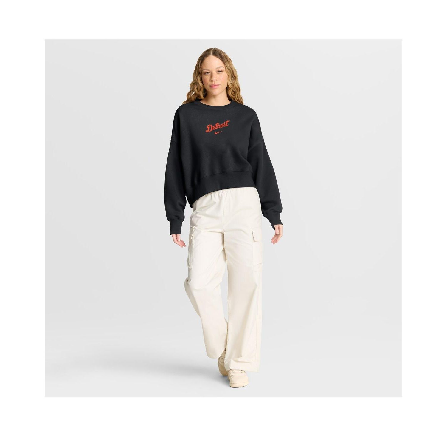 Women's Black Detroit Tigers Oversized Primetime Sweatshirt