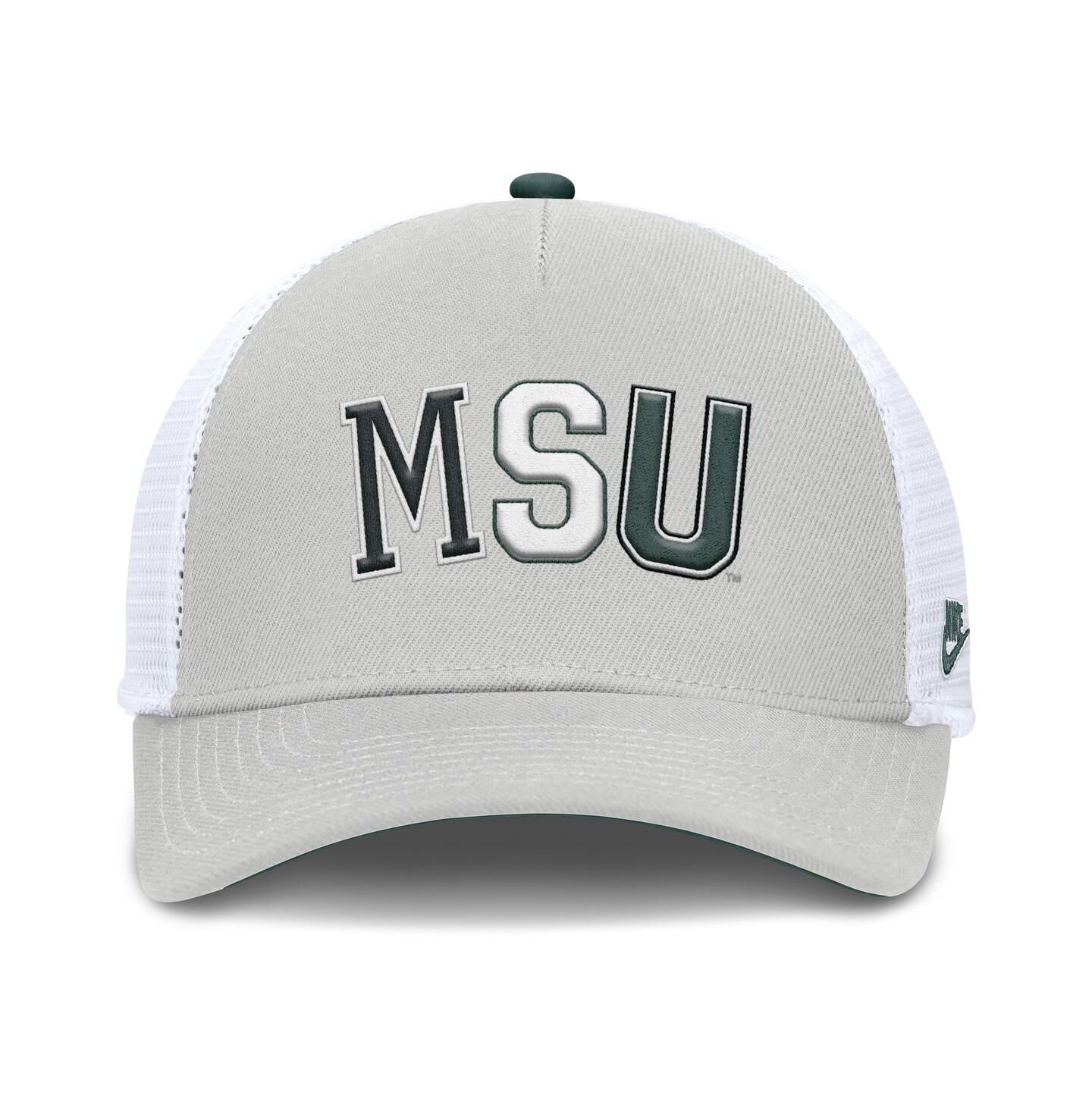 Кепка Nike Gray Michigan State Spartans 2026 Basketball Refresh 5-Panel Rise Trucker Hat — фото 2