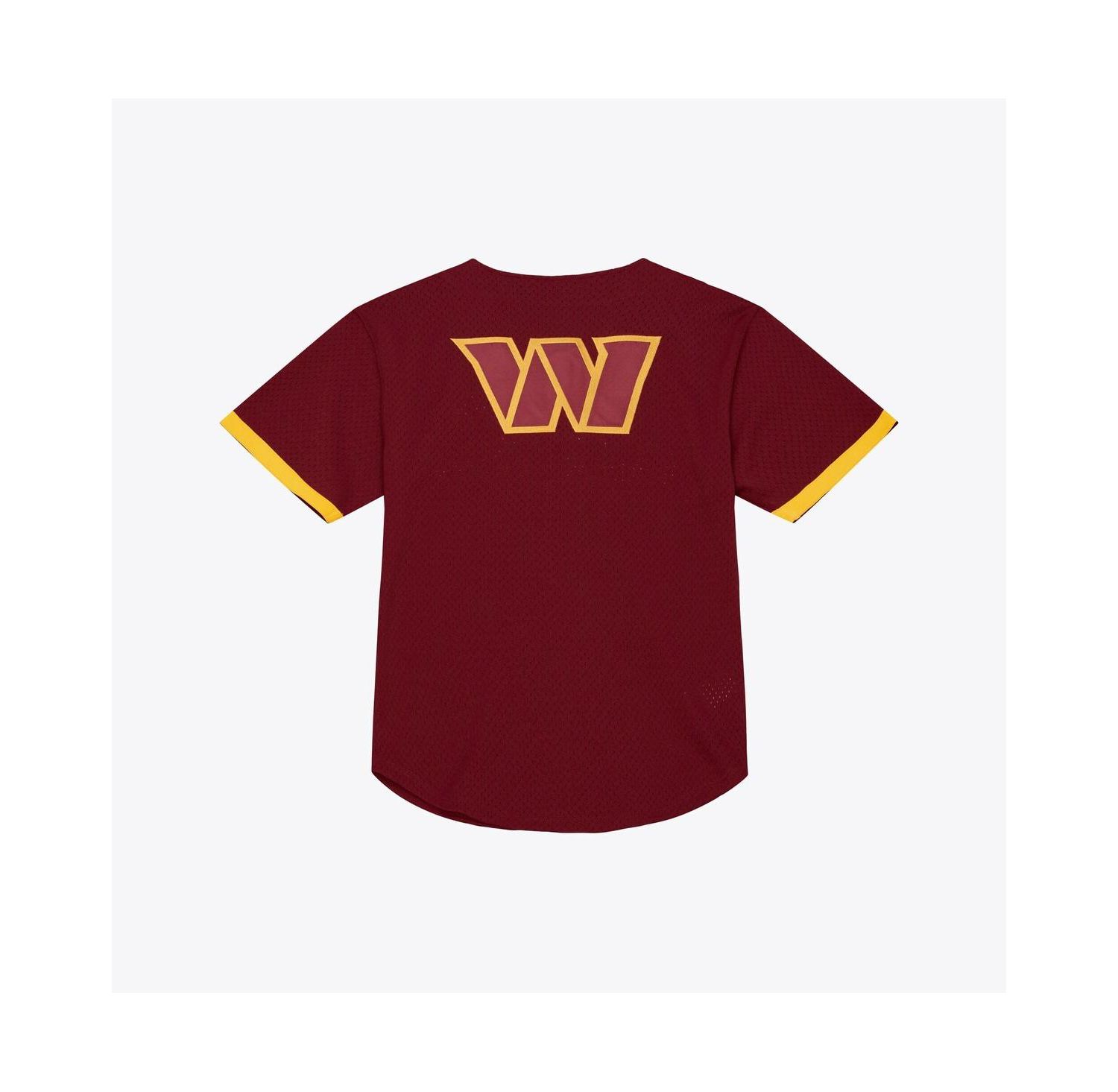 Men's Burgundy Washington Commanders Head Coach Mesh Full-Button Fashion Jersey