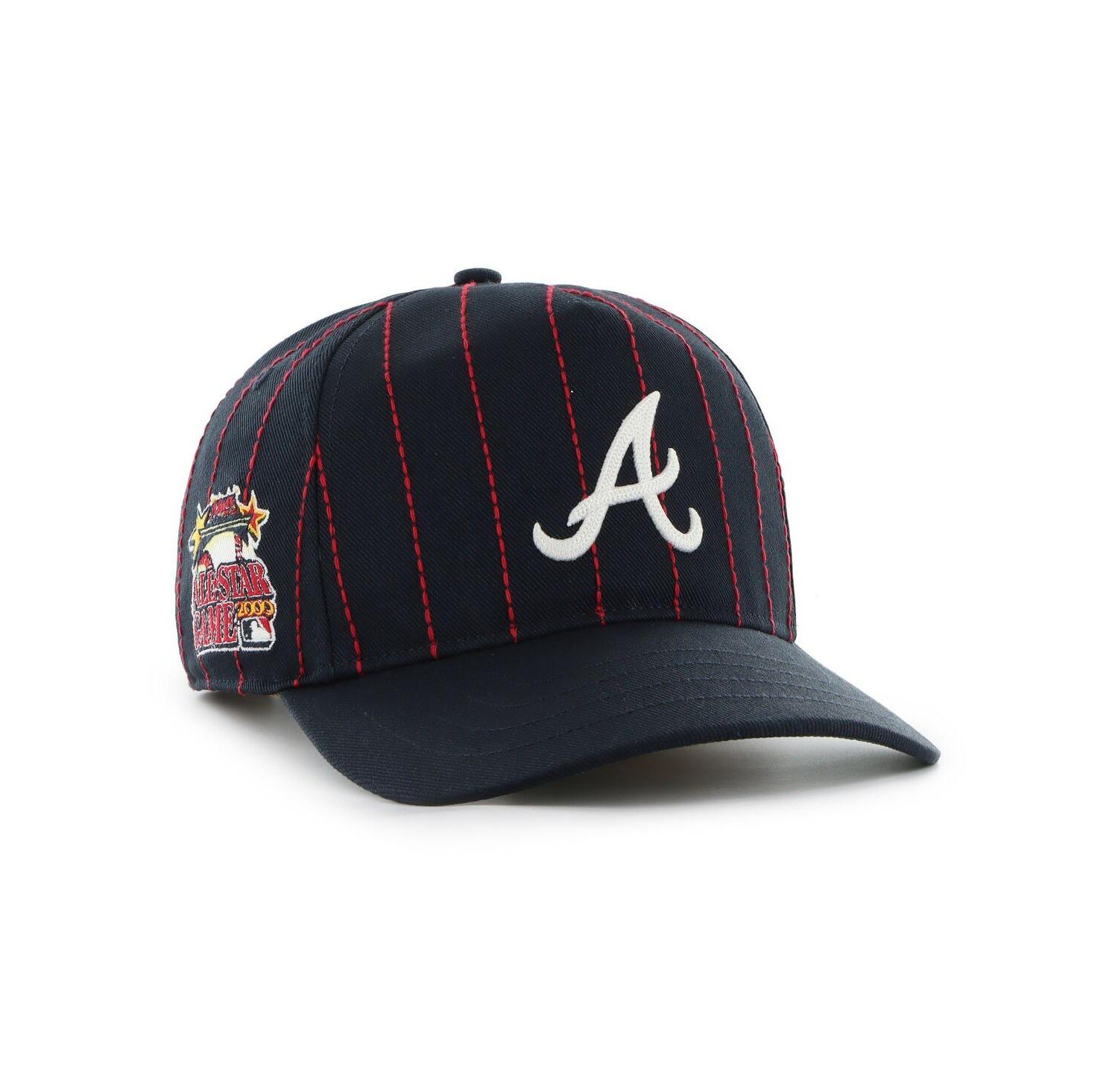x Rawlings Men's Navy Atlanta Braves Pinstripe Hitch Adjustable Hat