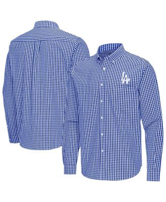 Men's Royal Los Angeles Dodgers Ellis Woven Tri-Blend Button-Down Shirt