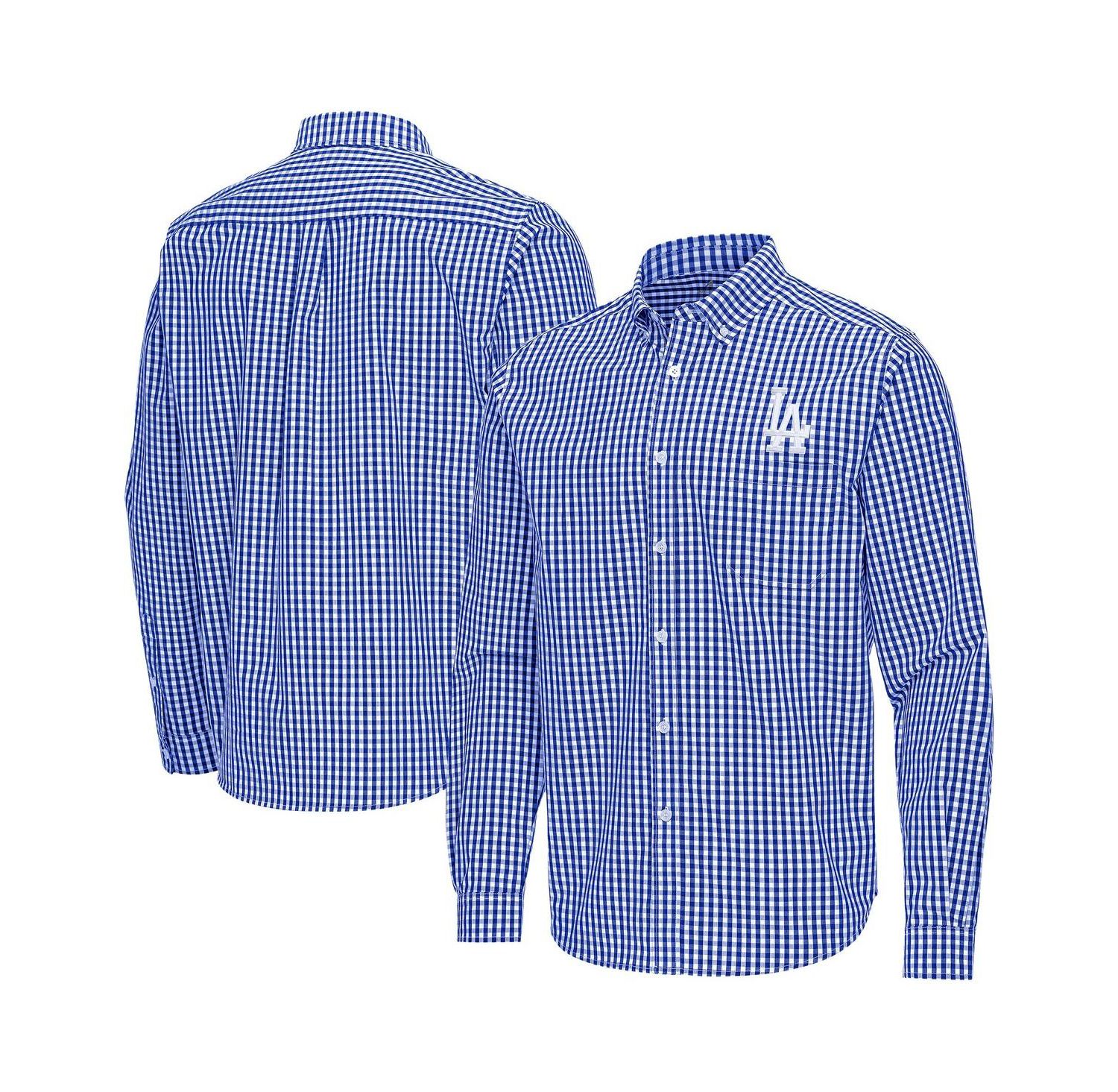 Men's Royal Los Angeles Dodgers Ellis Woven Tri-Blend Button-Down Shirt