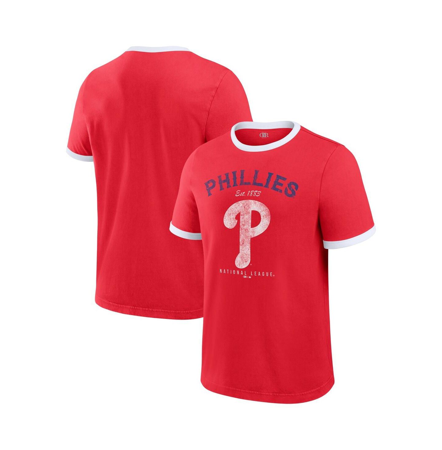 Мужская футболка Fanatics Darius Rucker Collection by Red Philadelphia Phillies Washed Ringer — фото 1