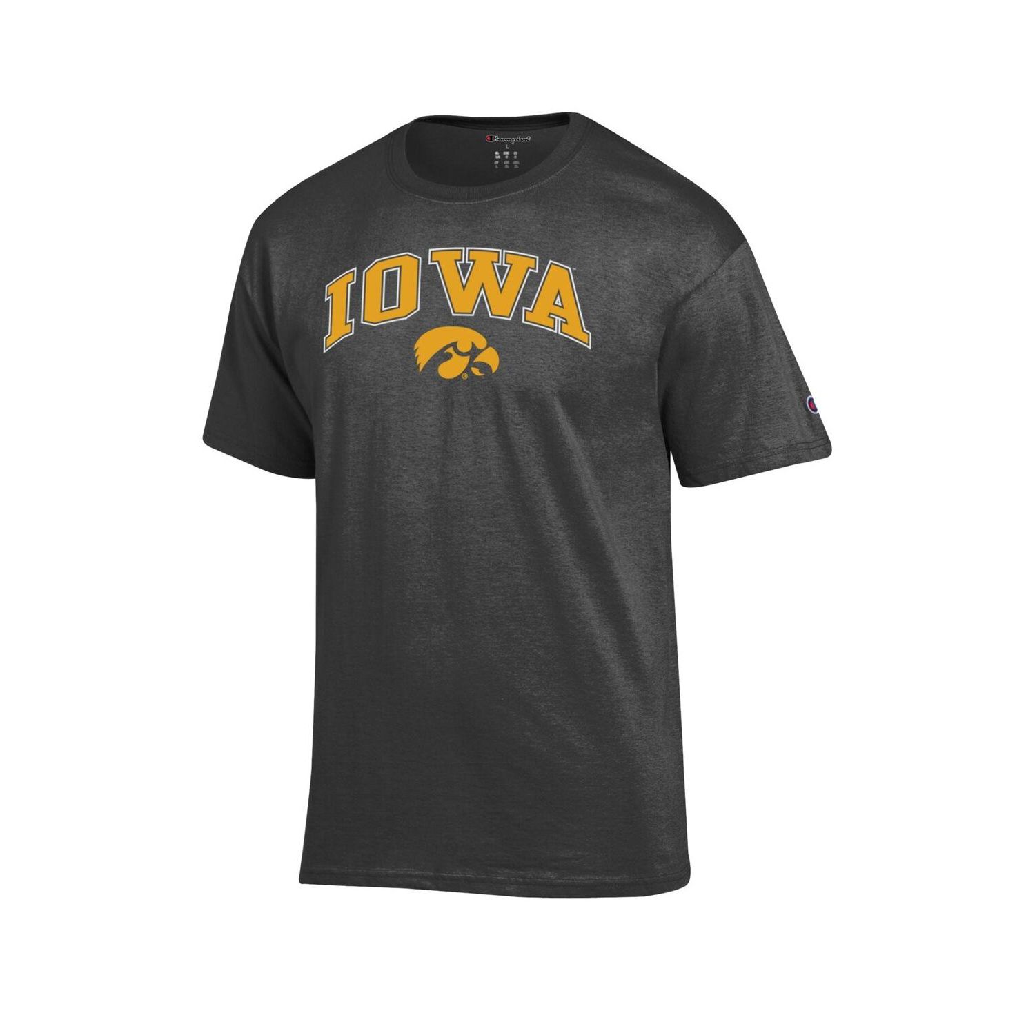 Men's Charcoal Iowa Hawkeyes Arch Over Logo T-Shirt