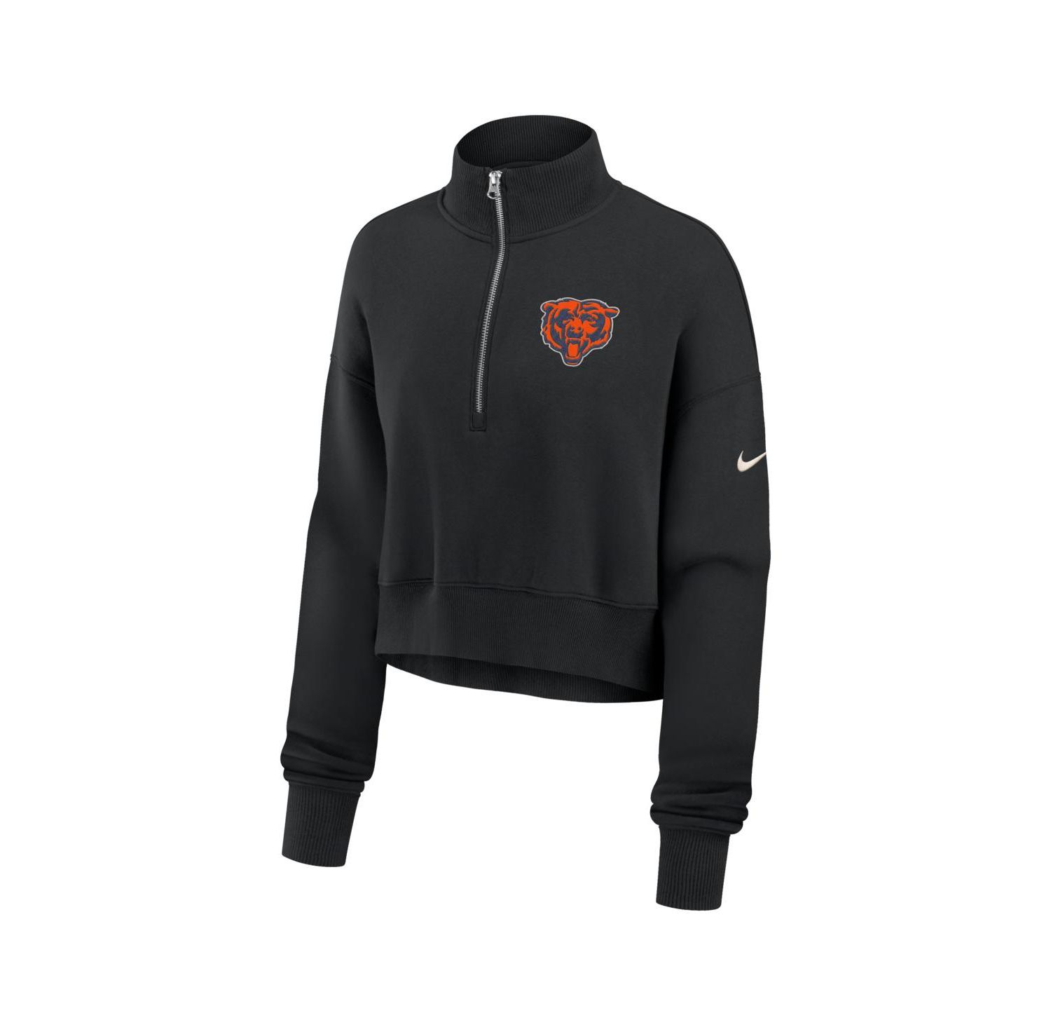 Women's Black Chicago Bears Legacy Phoenix Fleece Cropped Half-Zip Sweatshirt