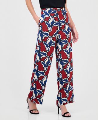 Women's Printed Pull-On Wide-Leg Pants