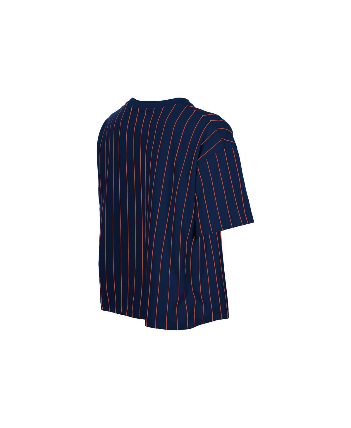 New Era Women's Navy Detroit Tigers Throwback Meshback Pinstripe Boxy T-Shirt