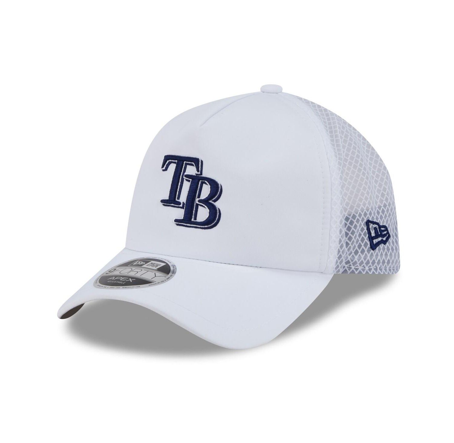 Men's White Tampa Bay Rays 2026 Batting Practice Apex 9FORTY Adjustable Trucker Hat