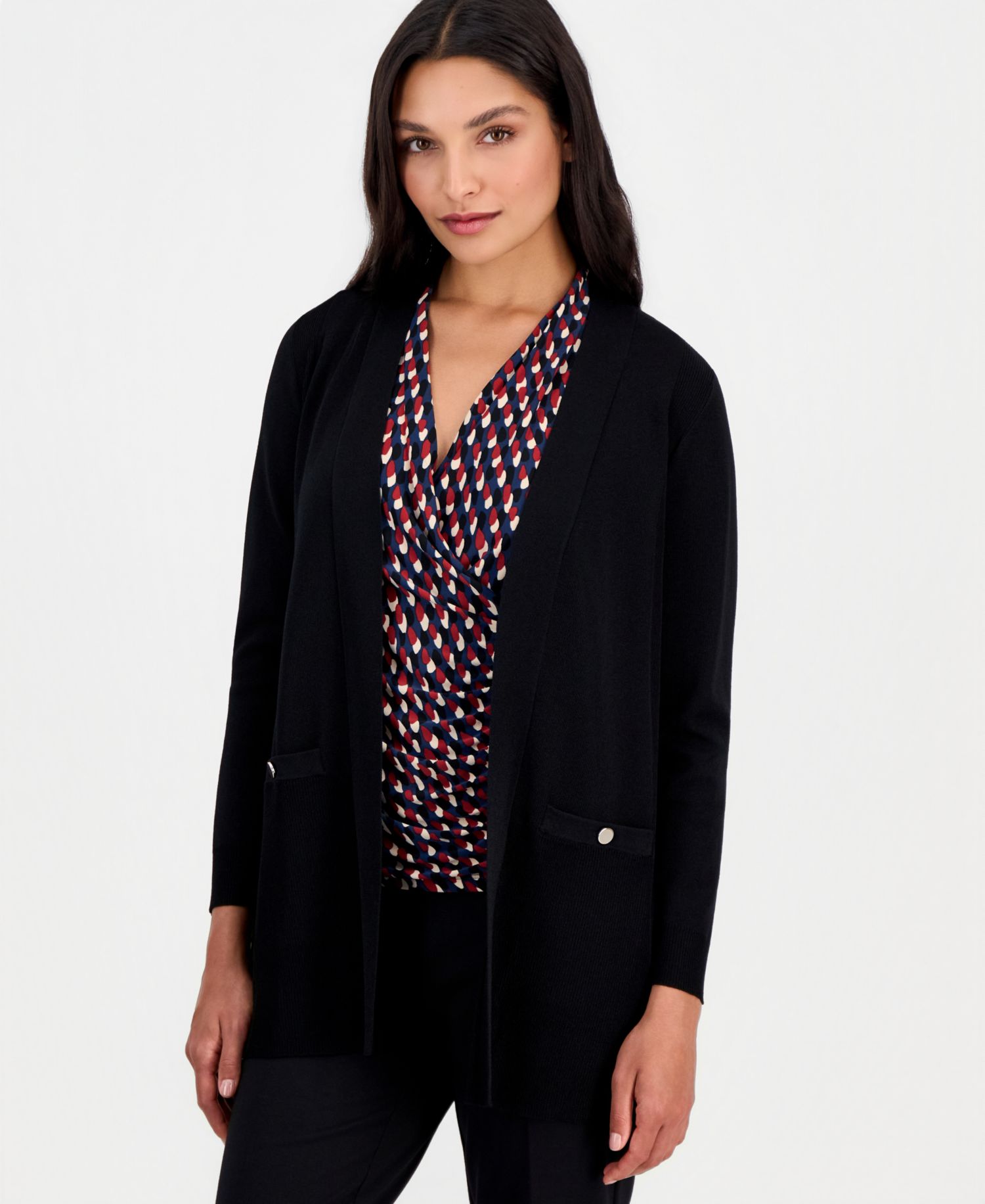 Women's Shawl-Collar Open-Front Cardigan